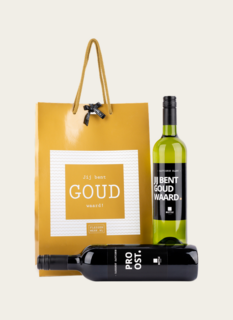 Wijncadeau Jij Bent Goud Waard in Geschenktas