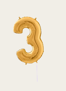 Cijferballon 3 Jaar Goud XL